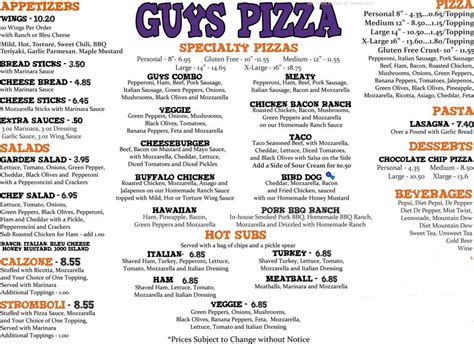 La Pizzeria - 3630 N Hwy 81 B. . Guys pizza 81 menu